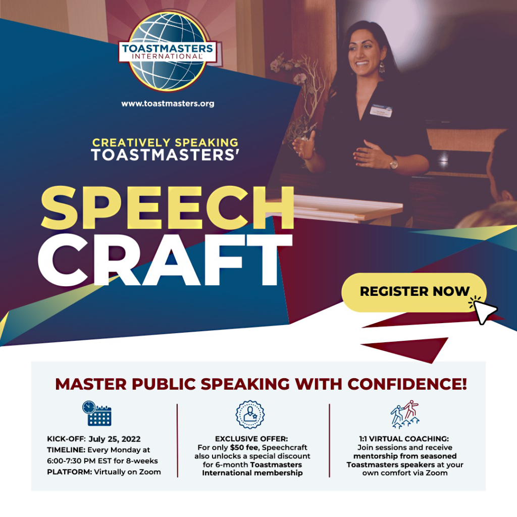 Speechcraft hosted by Creatively Speaking Toastmasters - District 60 ...